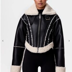 NEW Naked Wardrobe Reversible Shearling Vegan Leather Jacket